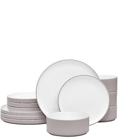 Noritake Colortex Stone Taupe Collection 12-Piece Stax Set, Service For 4