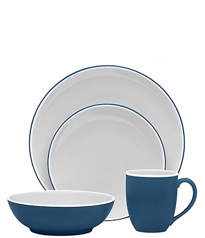 Noritake Colortrio Blue Collection 4-Piece Coupe Place Setting