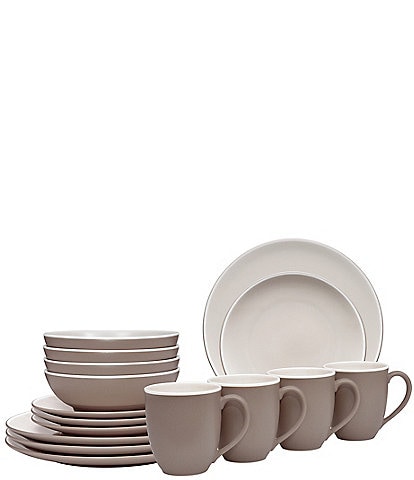 Noritake Colortrio Clay Collection 16-Piece Coupe Set, Service For 4