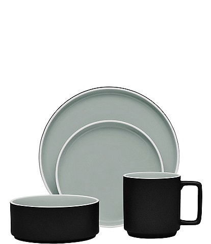 Noritake Colortrio Graphite Collection 4-Piece Stax Place Setting