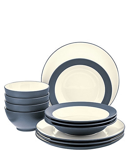 Noritake Colorwave Blue Collection 12-Piece Coupe Set, Service For 4