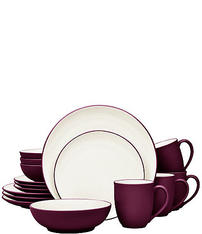 Noritake Colorwave Burgundy Collection 16-Piece Coupe Set, Service For 4
