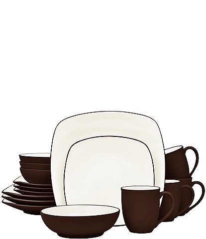 Noritake Colorwave Clay Collection 16-Piece Square Set, Service For 4