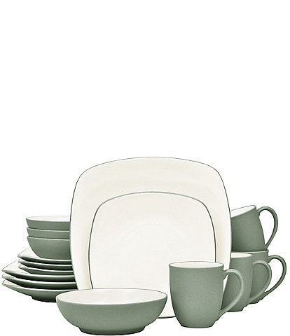 Noritake Colorwave Green Collection 16-Piece Square Set, Service For 4