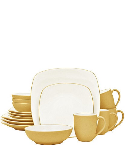Noritake Colorwave Mustard Collection 16-Piece Square Set, Service For 4