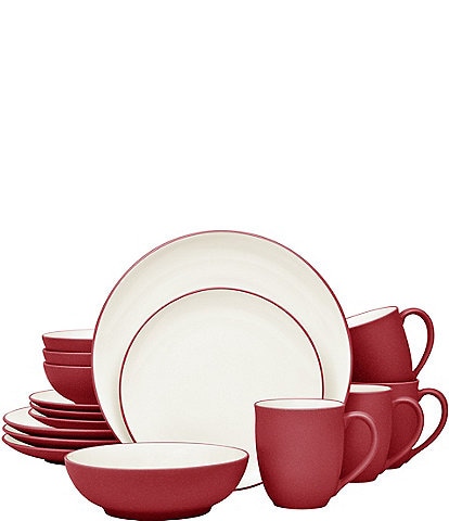 Noritake Colorwave Raspberry Collection 16-Piece Coupe Set, Service For 4