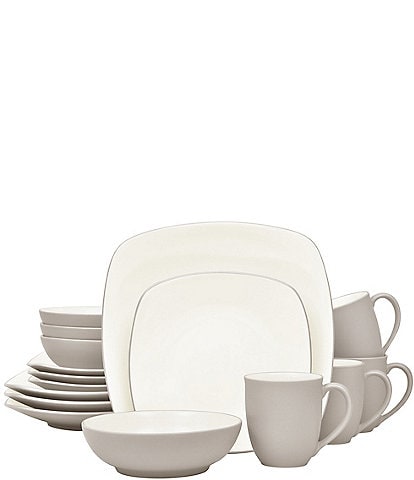 Noritake Colorwave Sand Collection 16-Piece Square Set, Service For 4