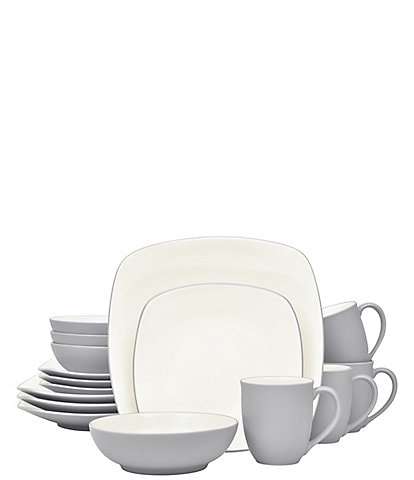 Noritake Colorwave Slate Collection 16-Piece Square Set, Service For 4