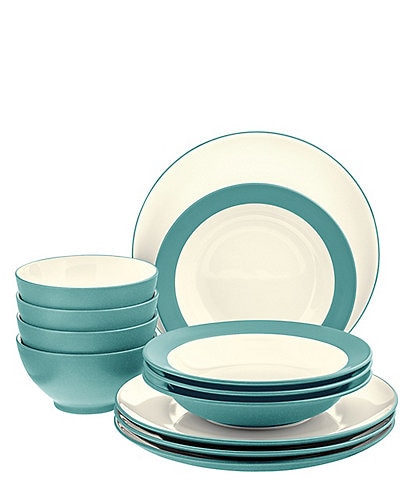 Noritake Colorwave Turquoise Collection 12-Piece Coupe Set, Service For 4