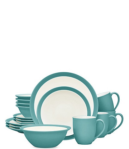 Noritake Colorwave Turquoise Collection 16-Piece Curve Set, Service For 4