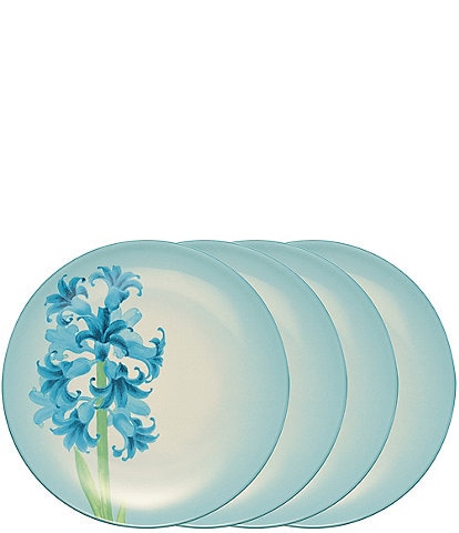 Noritake Colorwave Turquoise Hyacinth Accent/Luncheon Floral Plates, Set of 4