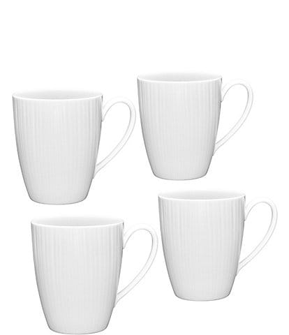 Noritake Conifere Collection White Coffee Mugs, Set of 4