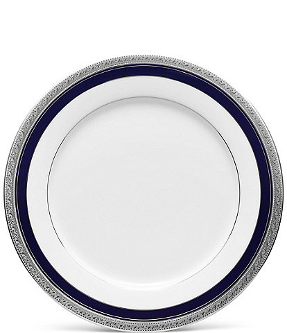 Noritake Crestwood Cobalt Etched Platinum Porcelain Dinner Plate