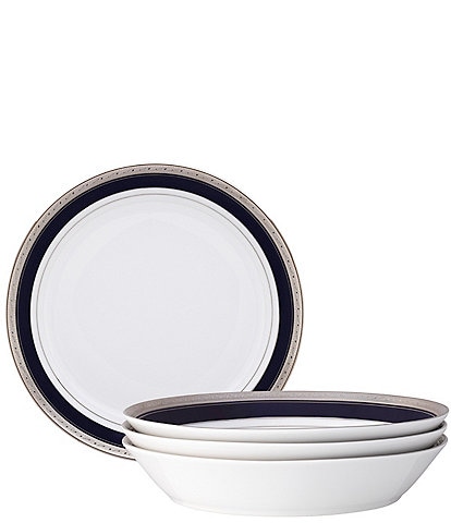 Noritake Crestwood Cobalt Platinum Collection Coupe Dinner Bowls, Set Of 4