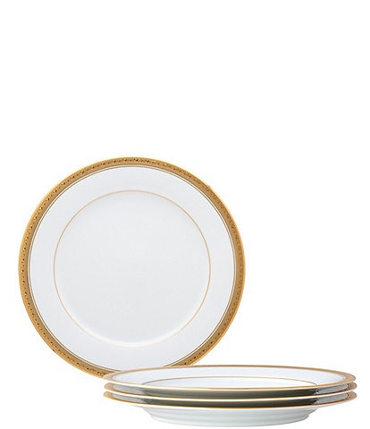 Noritake Crestwood Etched Gold Collection Dinner Plates, Set of 4