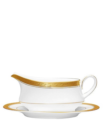 Noritake Crestwood Etched Gold Collection Gravy Bowl with Stand