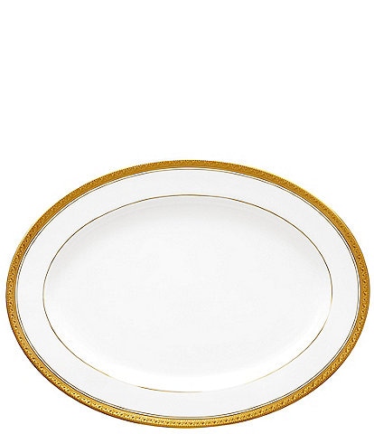 Noritake Crestwood Etched Gold Collection 16" Oval Platter
