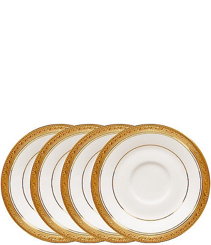 Noritake Crestwood Etched Gold Collection Saucers, Set of 4