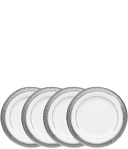Noritake Crestwood Etched Platinum Collection Appetizer Plates, Set of 4