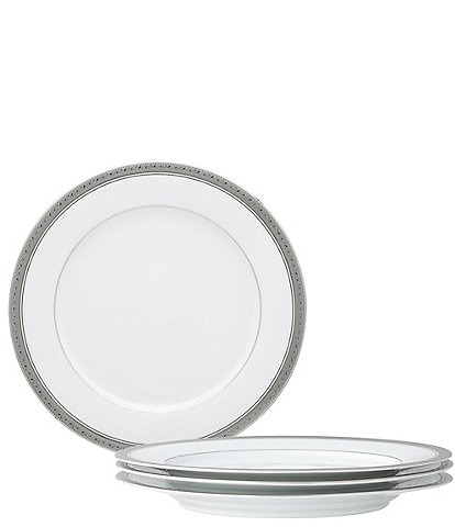 Noritake Crestwood Etched Platinum Collection Dinner Plates, Set of 4