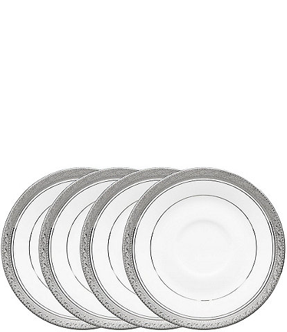 Noritake Crestwood Etched Platinum Collection Saucers, Set of 4