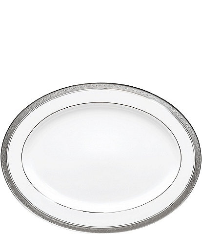 Noritake Crestwood Etched Platinum Porcelain Oval Platter