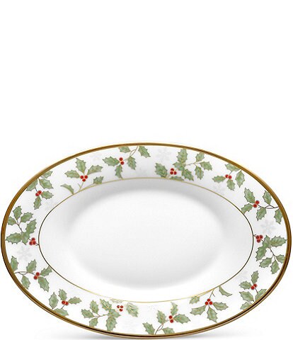 Noritake Holly & Berry Gold Collection Butter / Relish Tray