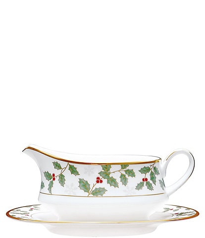 Noritake Holly & Berry Gold Collection Gravy with Tray
