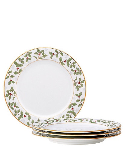 Noritake Holly & Berry Gold Collection Salad / Dessert Plates, Set of 4