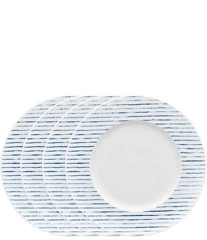 Noritake Khaki Hammock Collection Rimmed Stripe Salad Plates, Set of 4