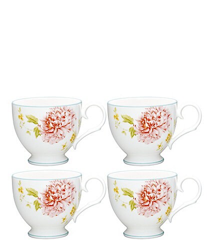 Noritake Peony Pageant Collection Teacups, Set of 4