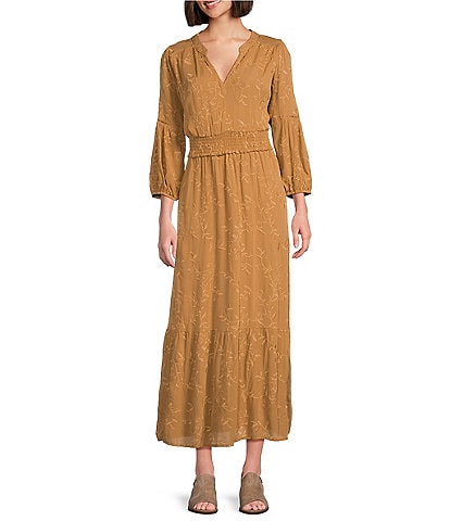 Nurture by Westbound 3/4 Sleeve V-Neck Maxi Dress