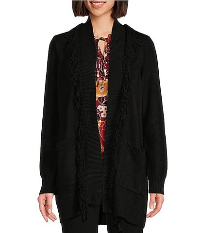 Nurture by Westbound Long Sleeve Open Front Fringe Cardigan