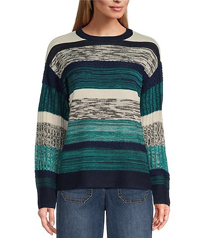 Nurture by Westbound Petite Size Textured Crew Neck Sweater