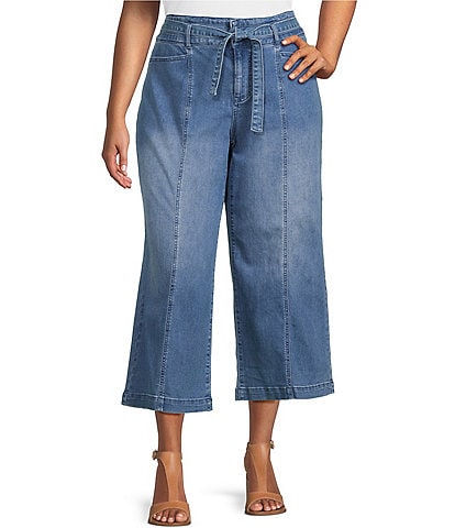 Nurture by Westbound Plus Size Crop Wide Leg Tie Front Jeans