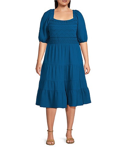 Nurture by Westbound Plus Size Short Sleeve Square Neck A-Line Dress