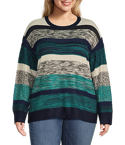 Nurture by Westbound Plus Size Textured Crew Neck Sweater