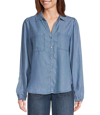 Nurture by Westbound Point Collar Long Sleeve Button Front Shirt