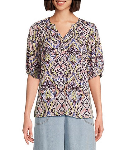 Nurture Elbow Sleeve Henley Neck Blouse