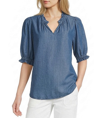 Nurture Elbow Sleeve Notch Neck Top