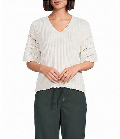 Nurture Elbow Sleeve V-Neck Sweater Top