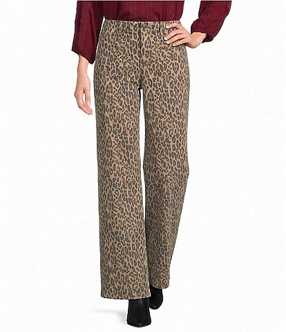 Nurture Mid Rise Wide Leg Animal Print Pants