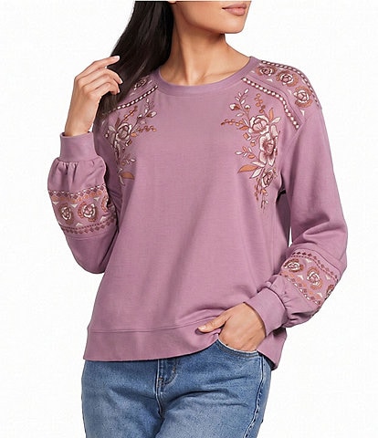 Nurture Petite Size Embroidered Long Sleeve Pullover