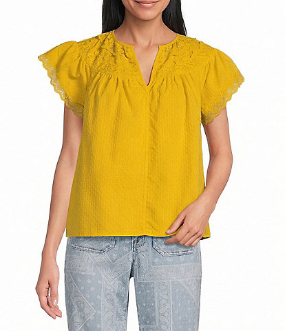 Nurture Petite Size Flutter Sleeve V-Neck Top