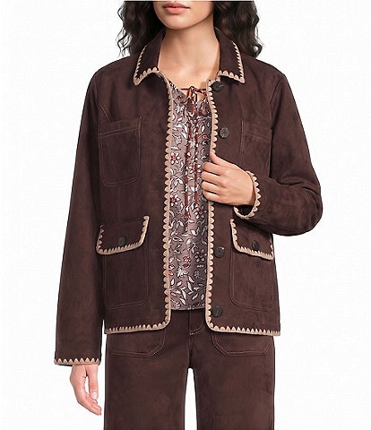 Nurture Petite Size Long Sleeve Button Front Faux Suede Jacket