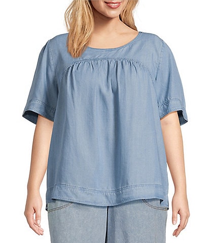 Nurture Plus Size Short Sleeve Crew Neck Curved Yoke Top
