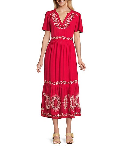 Nurture Short Flutter Sleeve V-Neck A-Line Maxi Dress