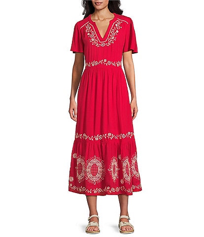 Nurture Short Flutter Sleeve V-Neck A-Line Maxi Dress