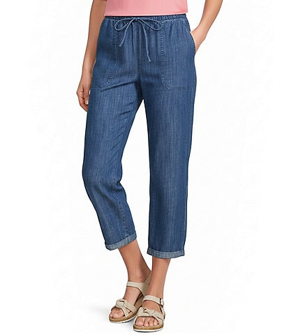 Nurture Stretch Linen Blend Cuffed Straight Leg Crop Pants