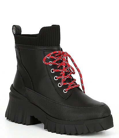 Nurture Whitney Water Resistant Leather Lace-Up Lug Sole Platform Boots